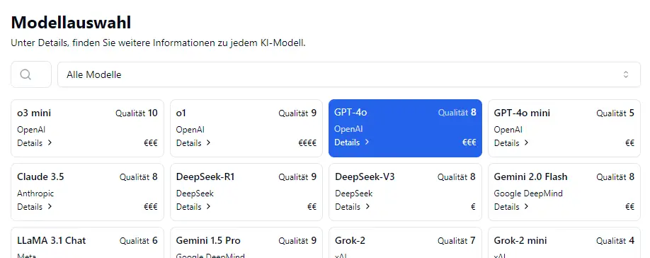 KI Modellauswahl